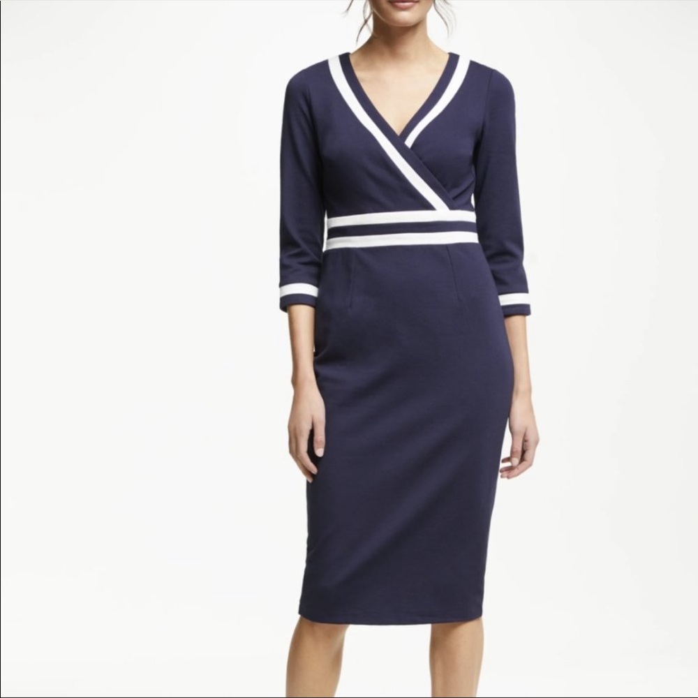 Boden Nellie Ponte Tipped Blue Midi Dress NWT Size 10